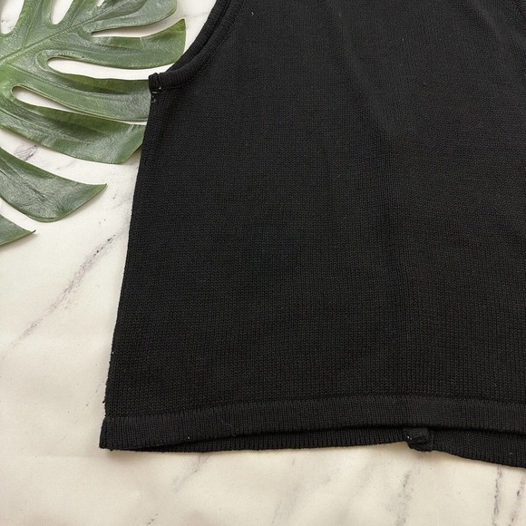 SML Sport Womens Vintage 90s Sweater Vest Size M Black Brown Floral Beaded Knit - Picture 9 of 9